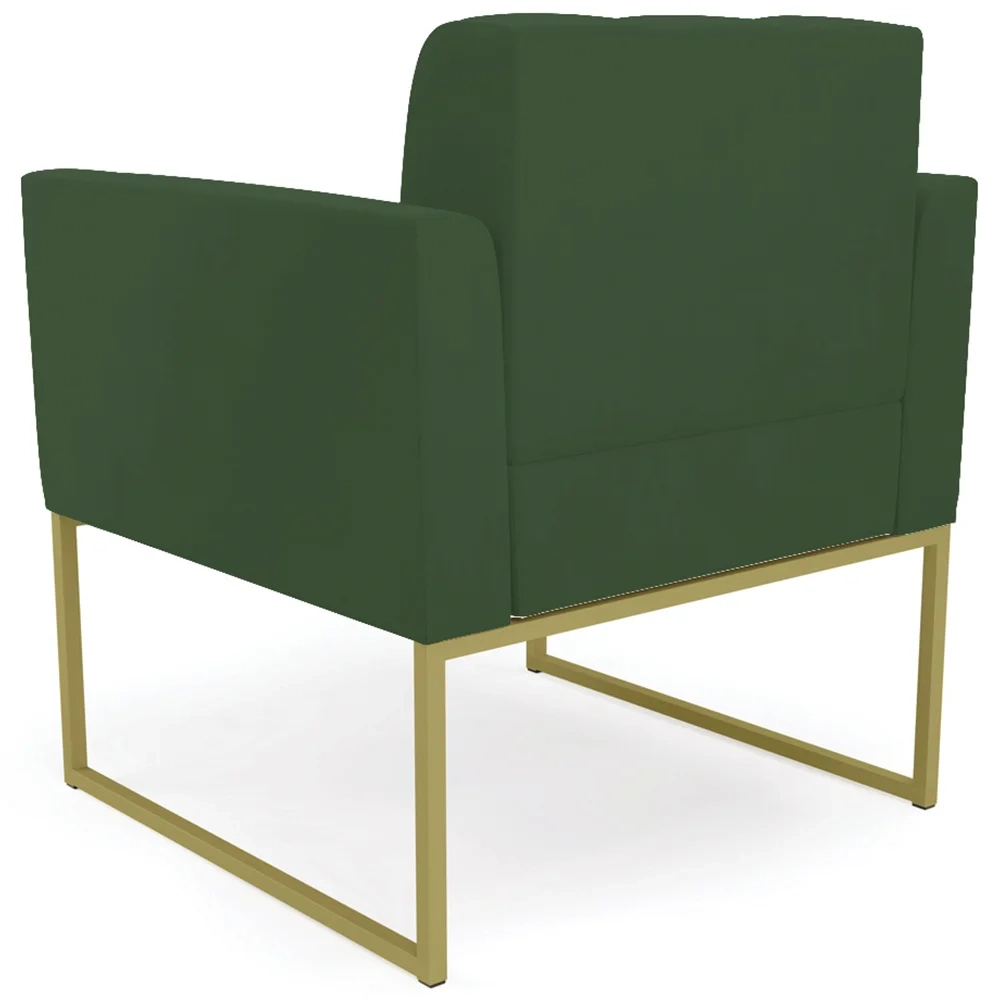 Poltrona Decorativa Base Industrial Dourado Ana Veludo Verde - Ibiza