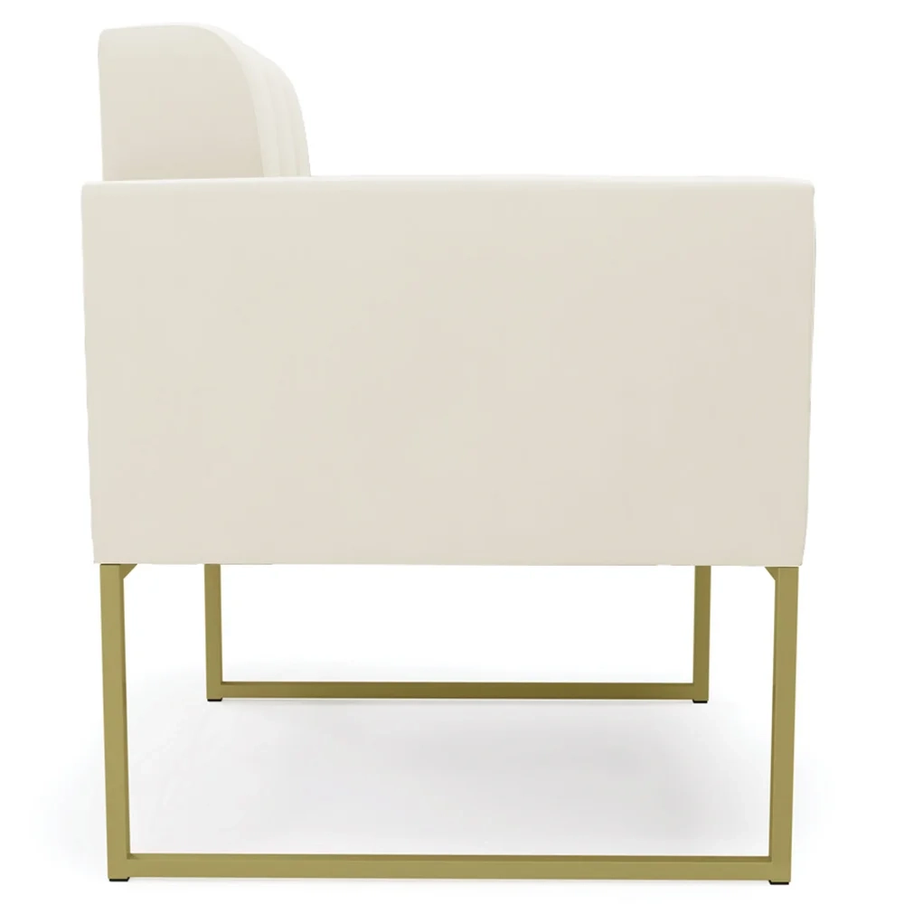 Poltrona Base Industrial Dourado Kit 2 Ana Veludo Bege - Ibiza