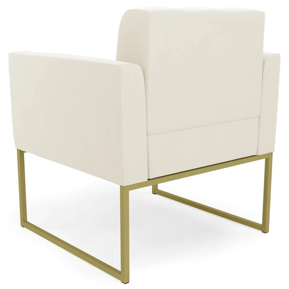 Poltrona Base Industrial Dourado Kit 2 Ana Veludo Bege - Ibiza