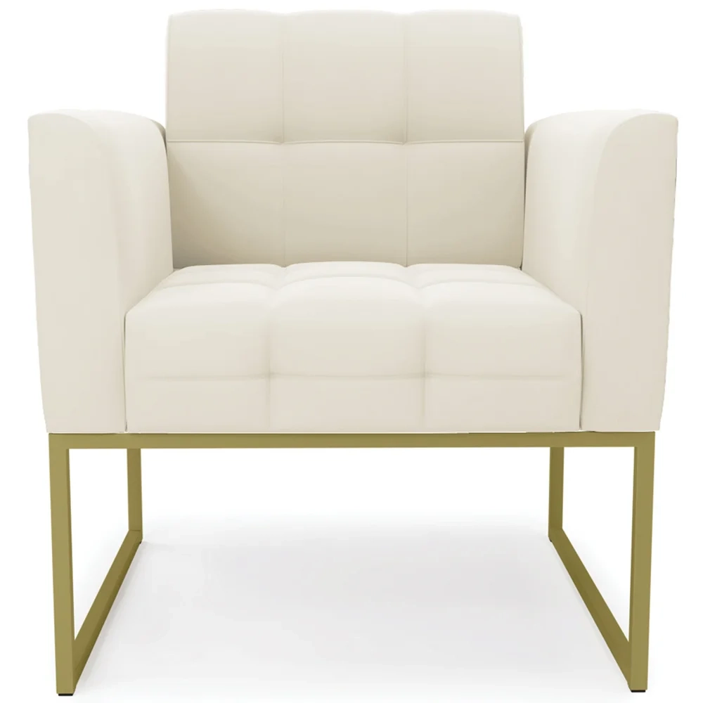 Poltrona Base Industrial Dourado Kit 2 Ana Veludo Bege - Ibiza