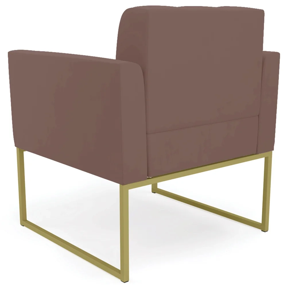 Poltrona Base Industrial Dourado Kit 2 Ana Veludo Rosê - Ibiza