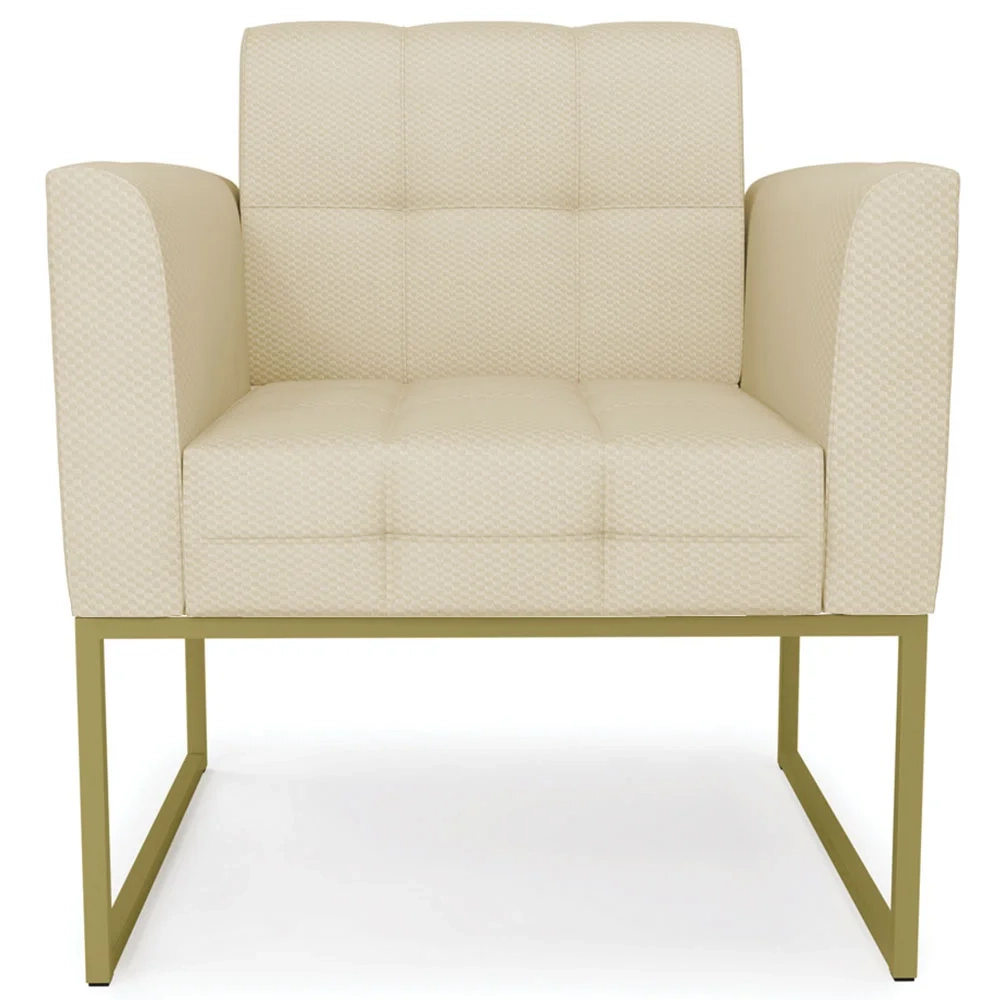 Poltrona Decorativa Base Industrial Dourado Ana Veludo Luxo Off White - Ibiza