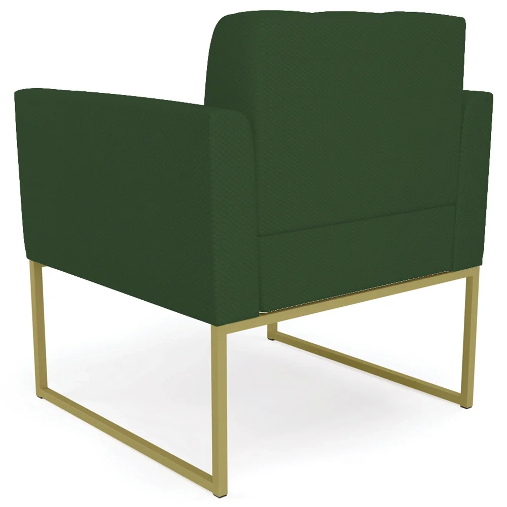 Poltrona Decorativa Base Industrial Dourado Ana Veludo Luxo Verde - Ibiza