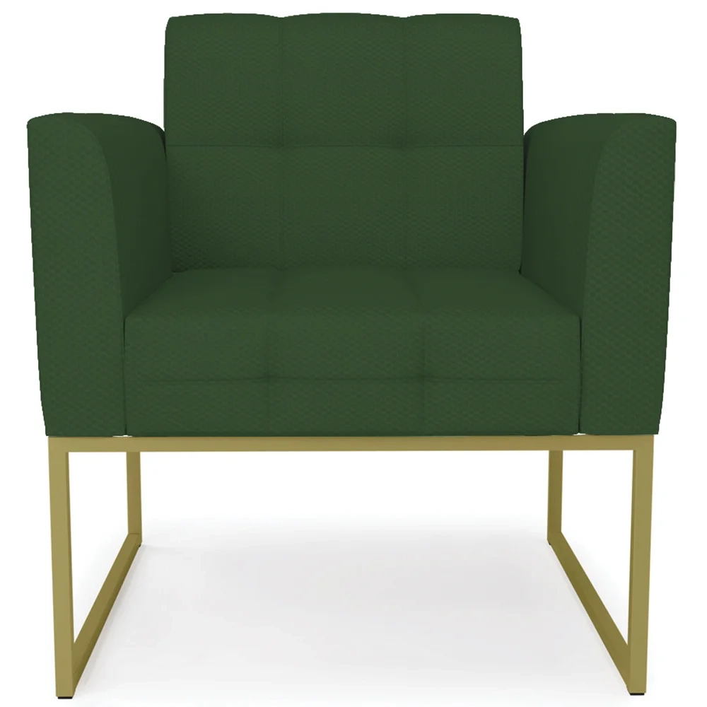Poltrona Base Industrial Dourado Kit 2 Ana Veludo Luxo Verde - Ibiza
