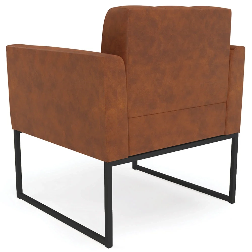 Poltrona Decorativa Base Industrial Preto Ana Sintético PU Nozes - Ibiza