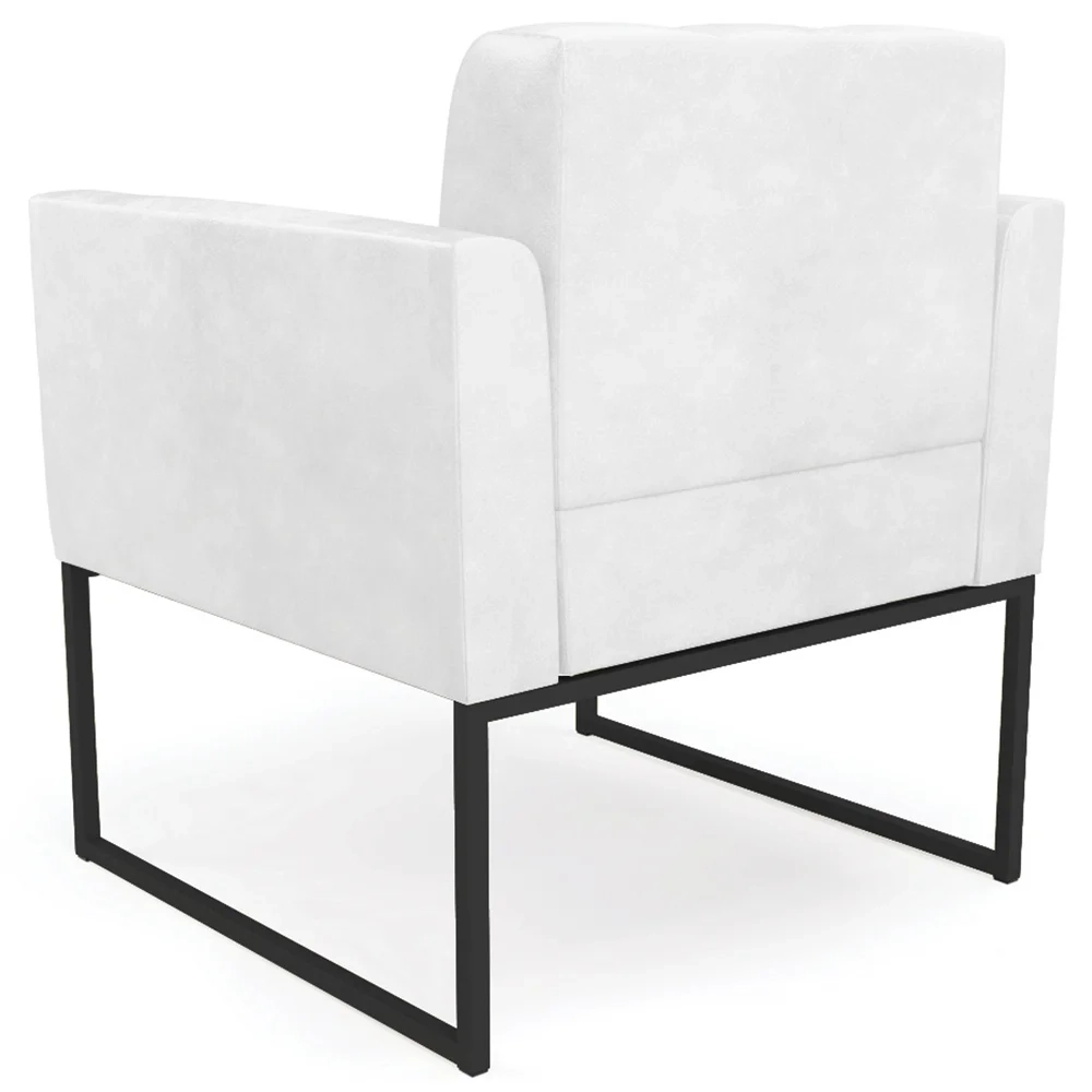 Poltrona Base Industrial Preto Kit 2 Ana Sintético PU Branco - Ibiza
