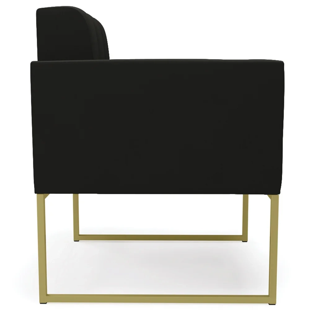 Poltrona Decorativa Base Industrial Dourado Ana Suede Preto - Ibiza