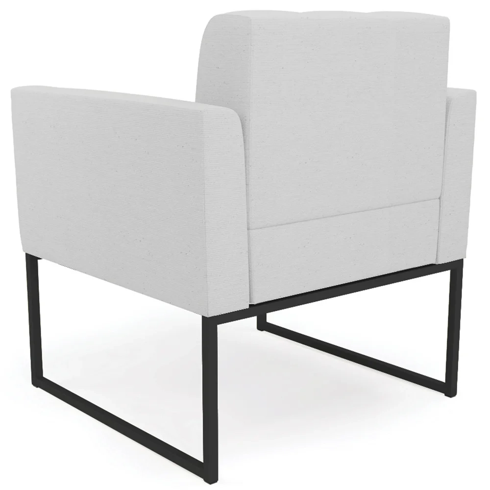 Poltrona Decorativa Base Industrial Preto Ana Linho Cinza - Ibiza