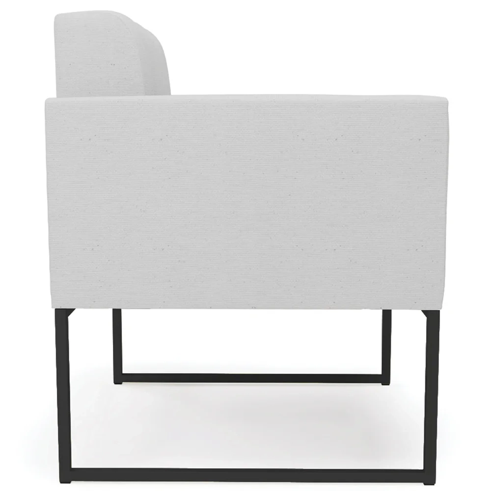 Poltrona Decorativa Base Industrial Preto Ana Linho Cinza - Ibiza