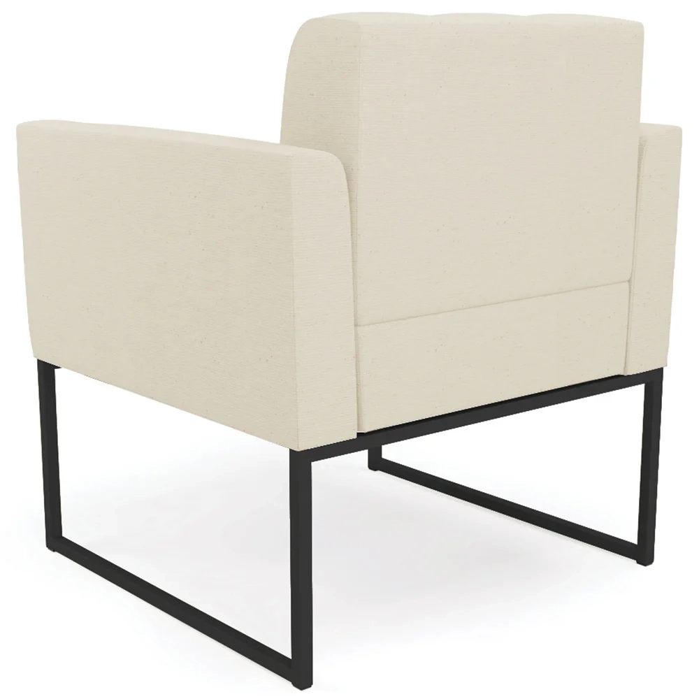 Poltrona Base Industrial Preto Kit 2 Ana Linho Bege - Ibiza