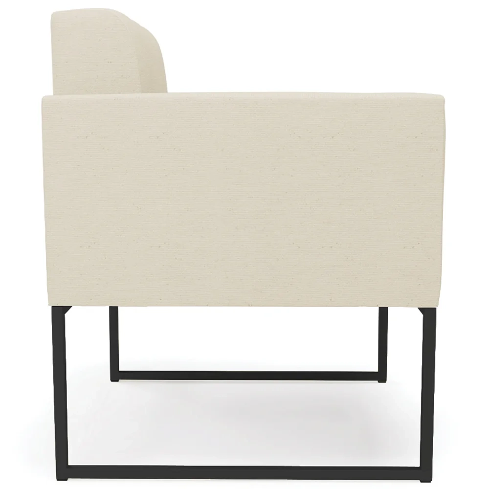 Poltrona Base Industrial Preto Kit 2 Ana Linho Bege - Ibiza