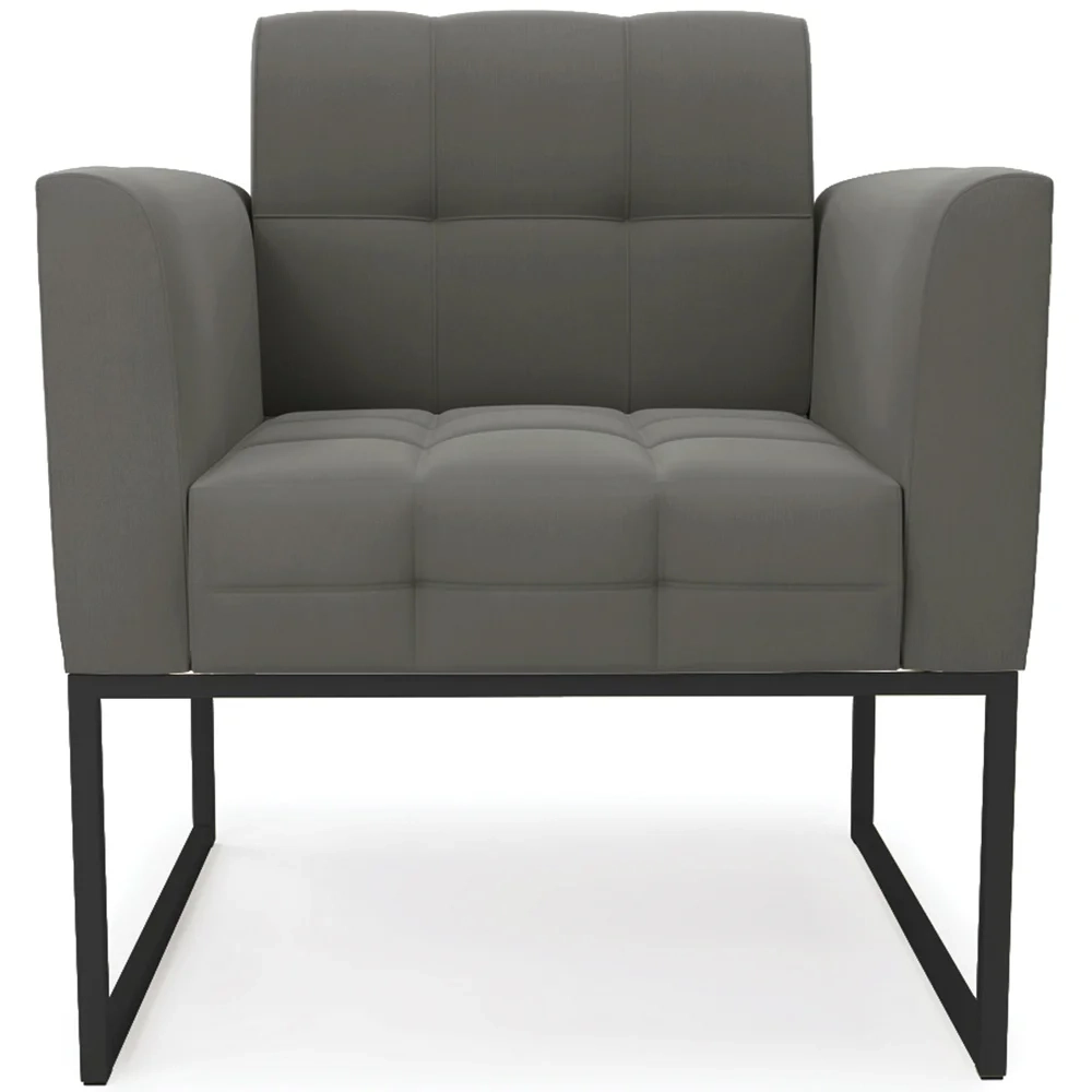 Poltrona Decorativa Base Industrial Preto Ana Suede Grafite - Ibiza