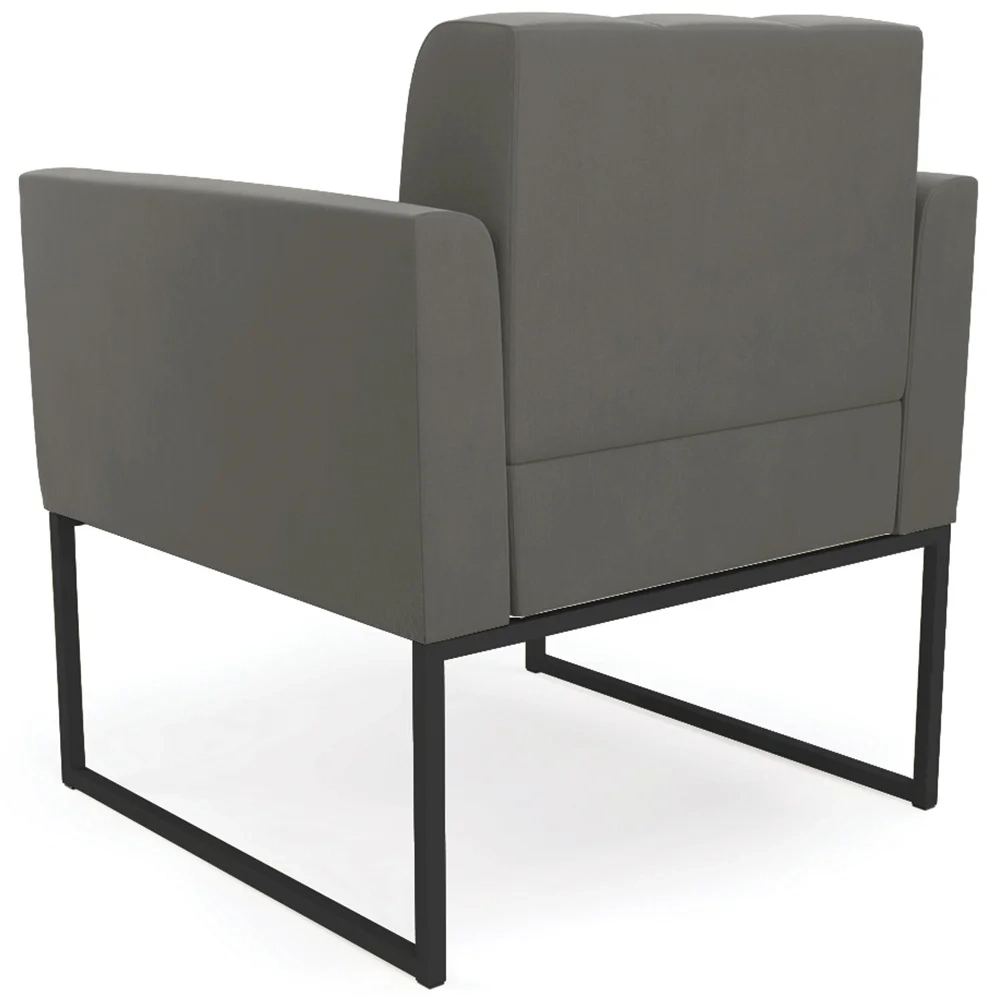 Poltrona Decorativa Base Industrial Preto Ana Suede Grafite - Ibiza