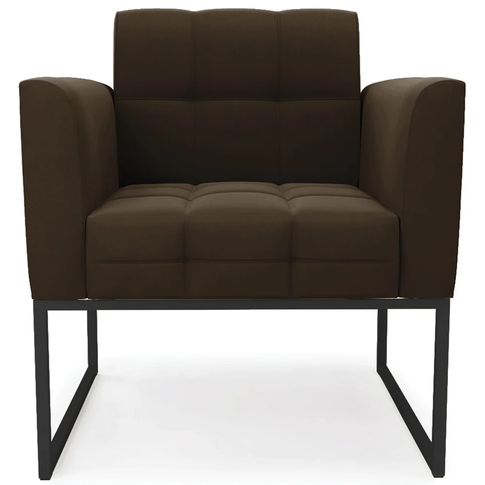 Poltrona Decorativa Base Industrial Preto Ana Suede Marrom - Ibiza