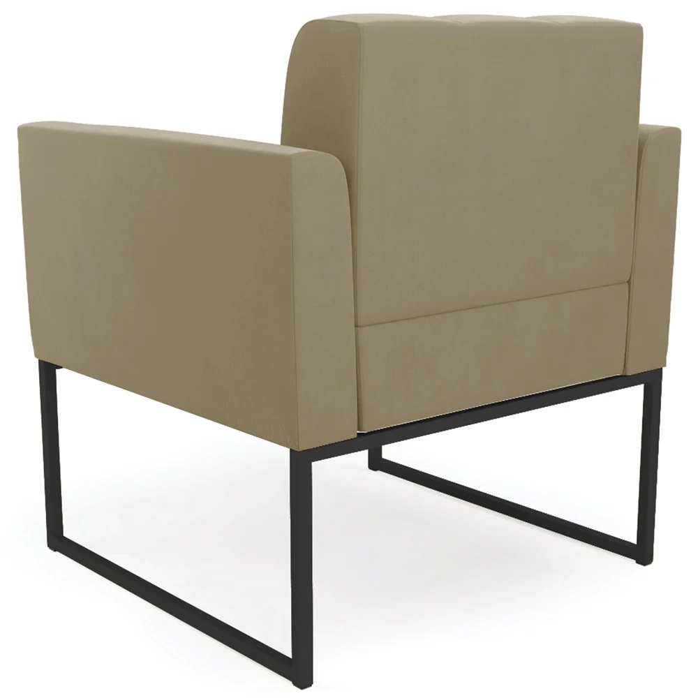 Poltrona Decorativa Base Industrial Preto Ana Suede Marrom RT - Ibiza