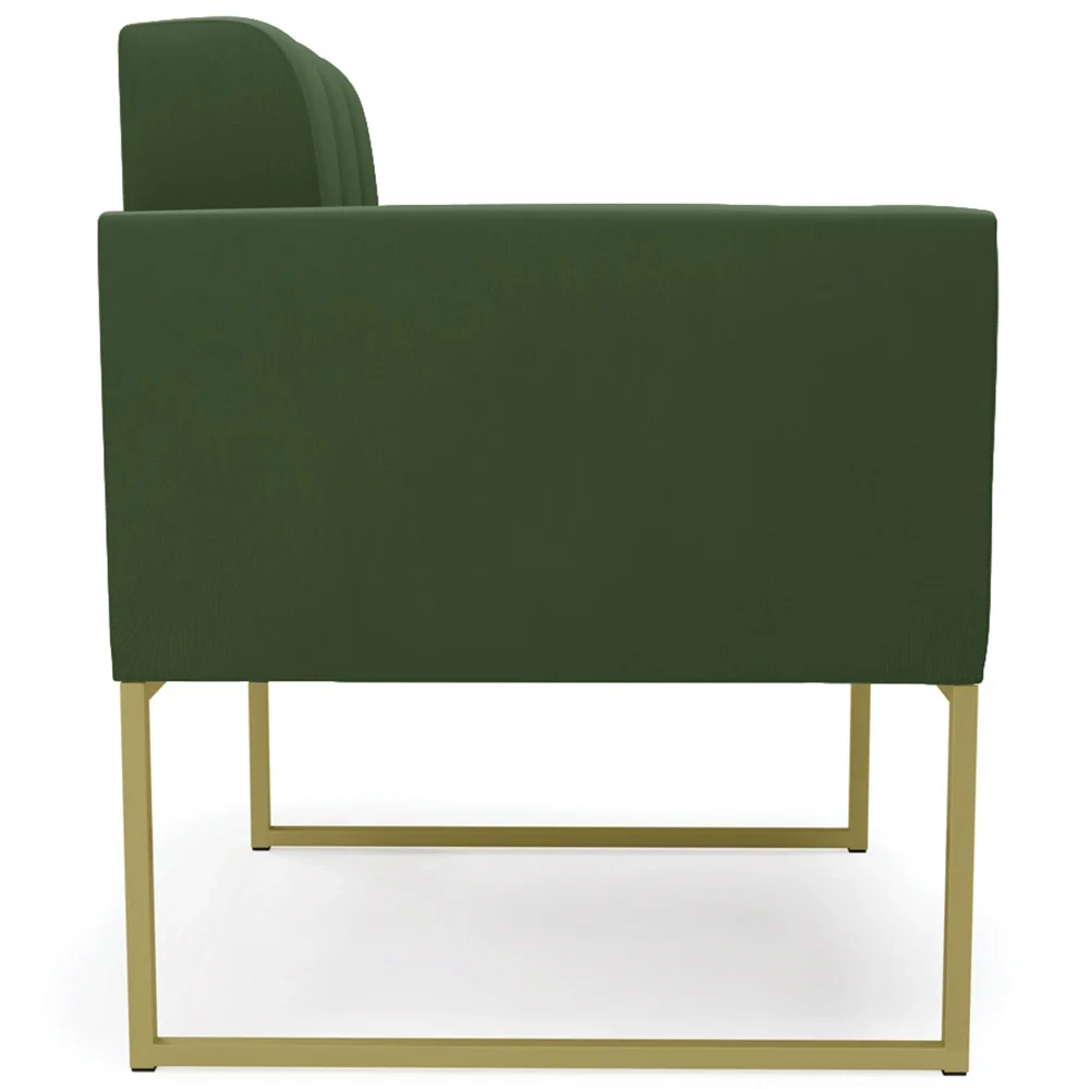 Poltrona Decorativa Base Industrial Dourado Ana Suede Verde - Ibiza