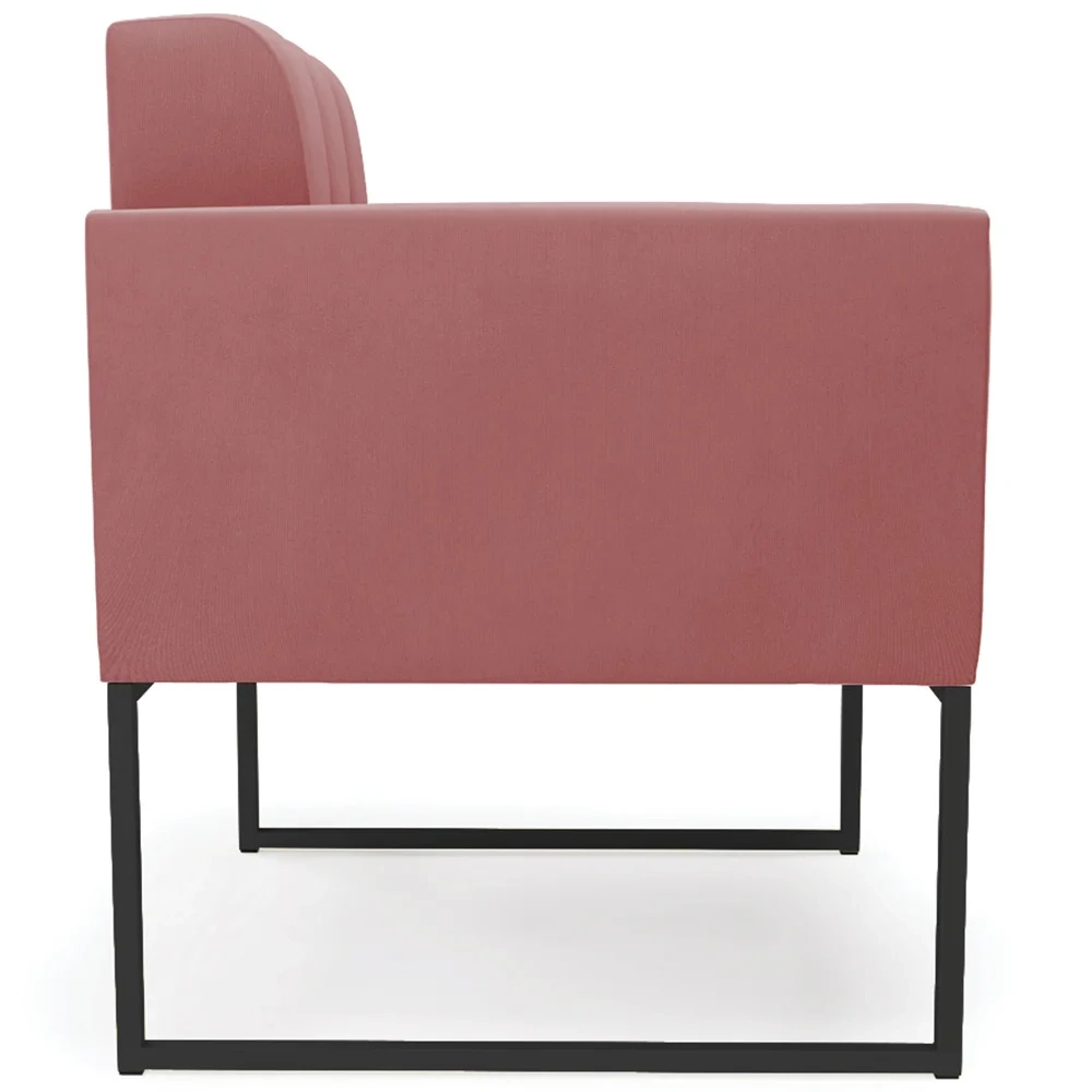 Poltrona Decorativa Base Industrial Preto Ana Suede Rosê - Ibiza