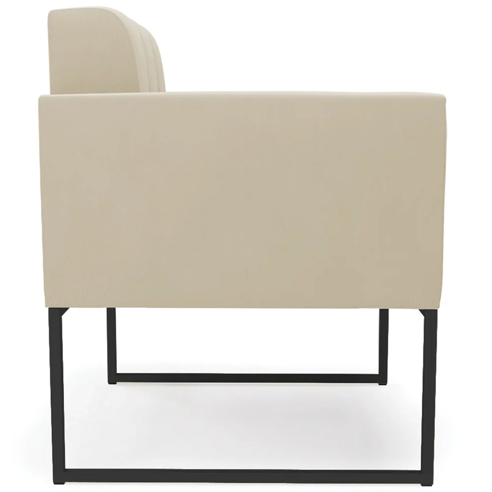 Poltrona Base Industrial Preto Kit 2 Ana Suede Bege - Ibiza