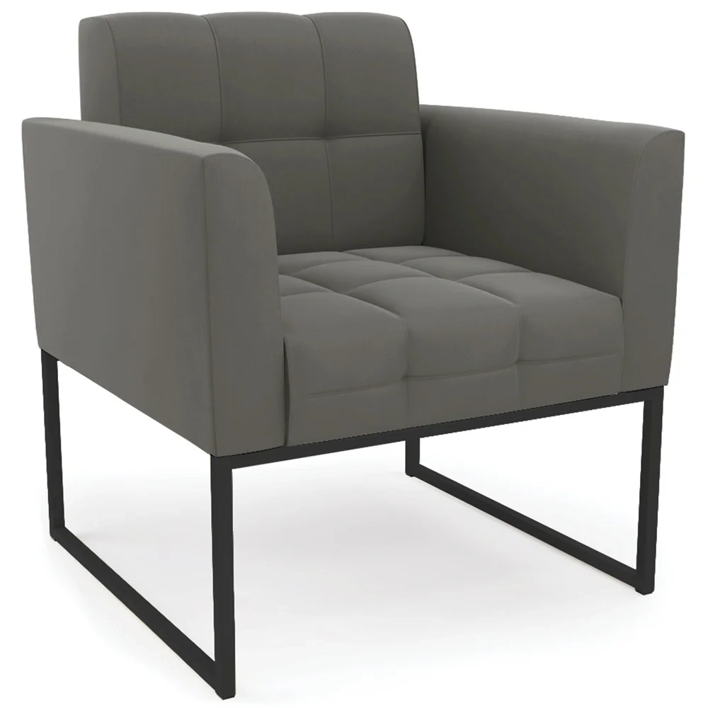 Poltrona Base Industrial Preto Kit 2 Ana Suede Grafite - Ibiza