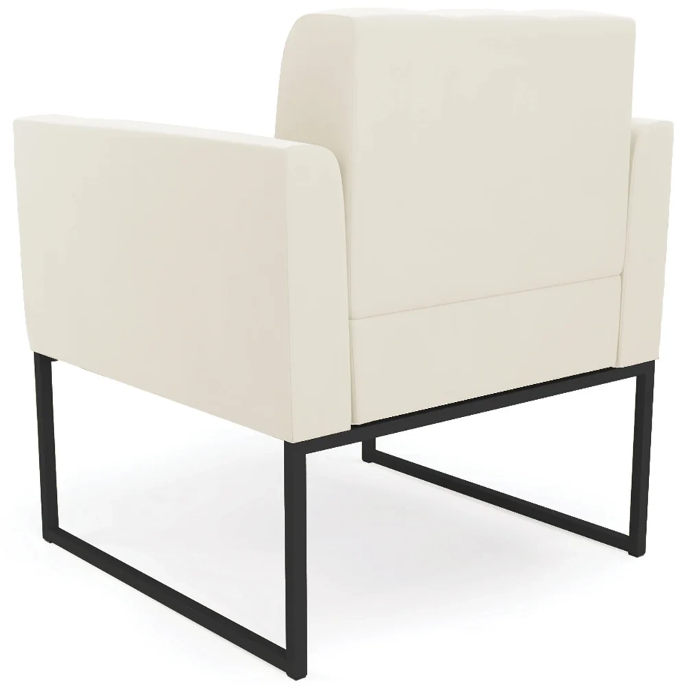 Poltrona Base Industrial Preto Kit 2 Ana Veludo Bege - Ibiza