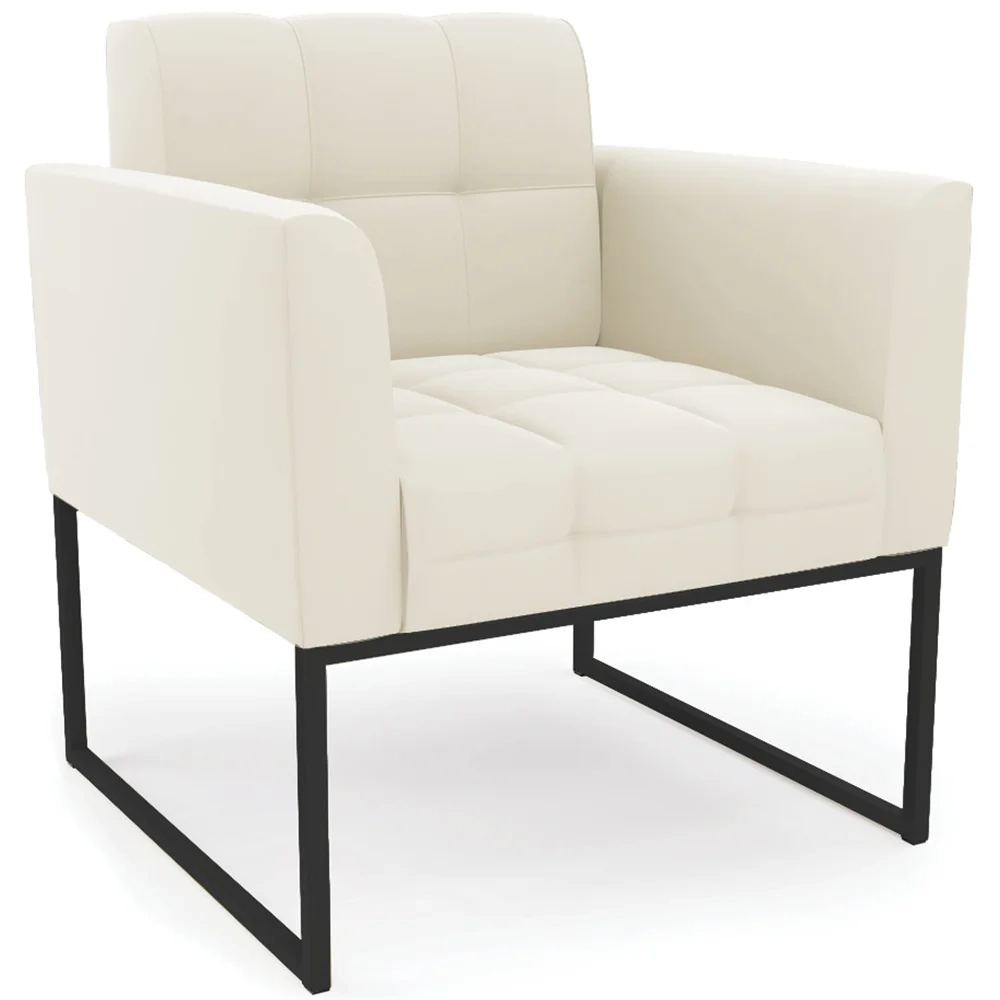 Poltrona Base Industrial Preto Kit 2 Ana Veludo Bege - Ibiza