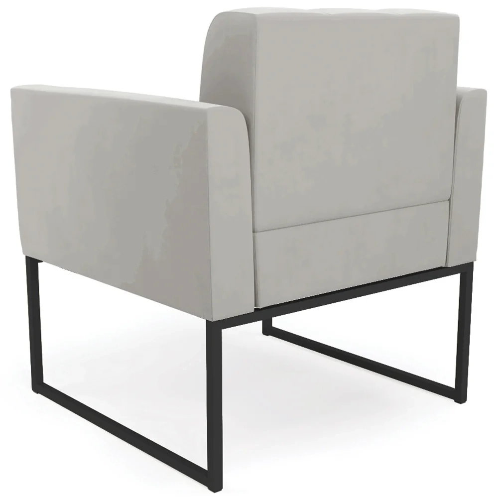 Poltrona Base Industrial Preto Kit 2 Ana Veludo Cinza - Ibiza