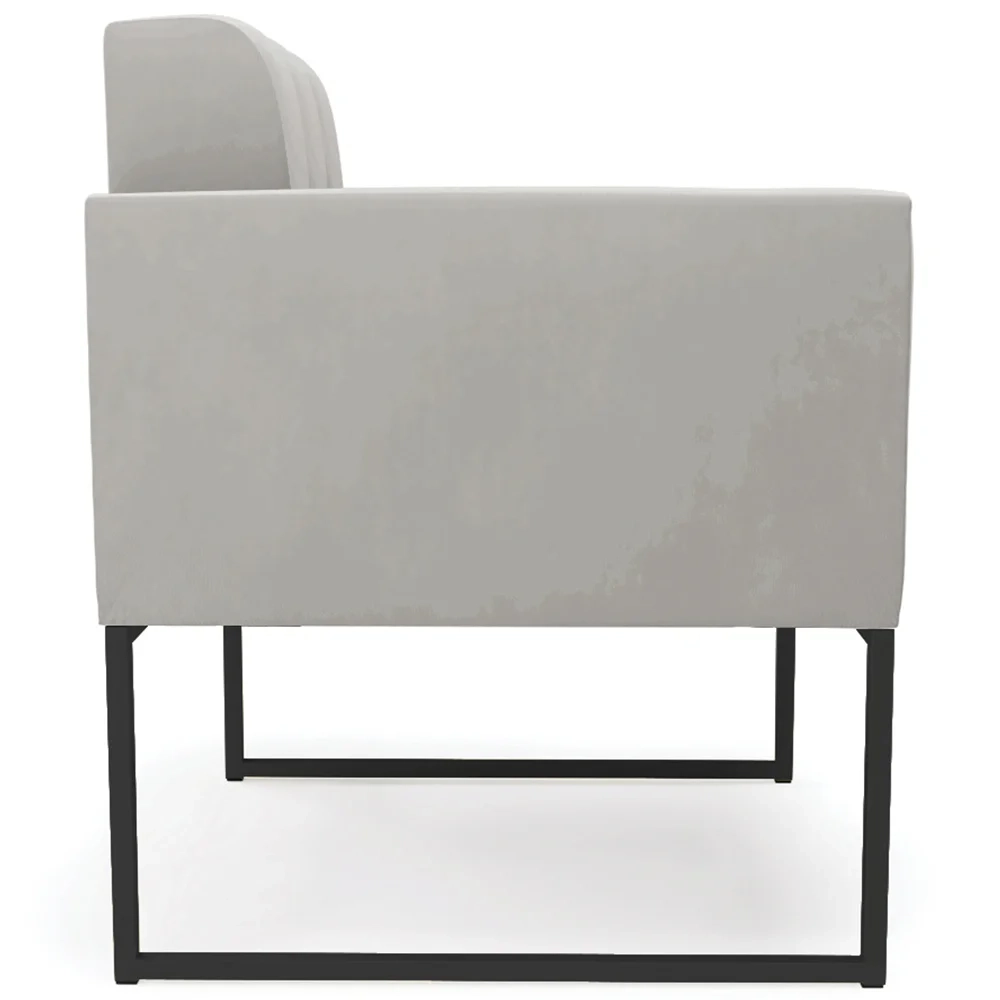 Poltrona Base Industrial Preto Kit 2 Ana Veludo Cinza - Ibiza