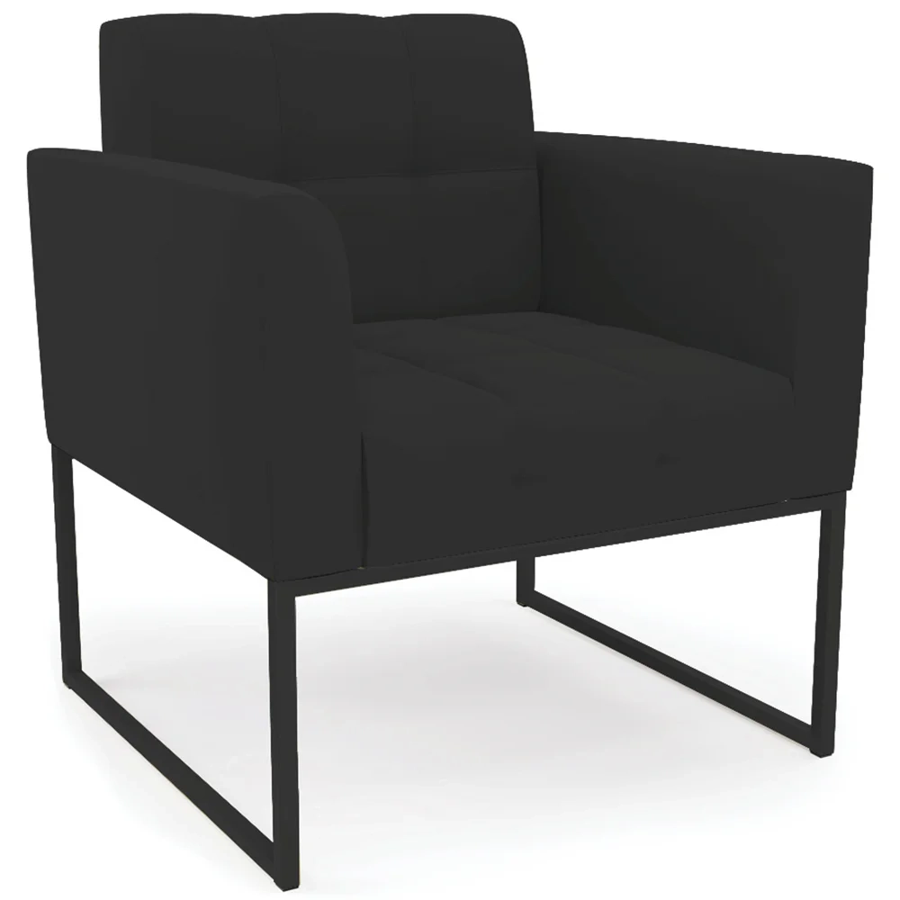 Poltrona Base Industrial Preto Kit 2 Ana Veludo Preto - Ibiza