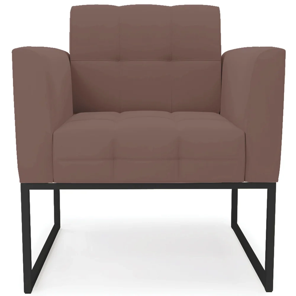 Poltrona Base Industrial Preto Kit 2 Ana Veludo Rosê - Ibiza