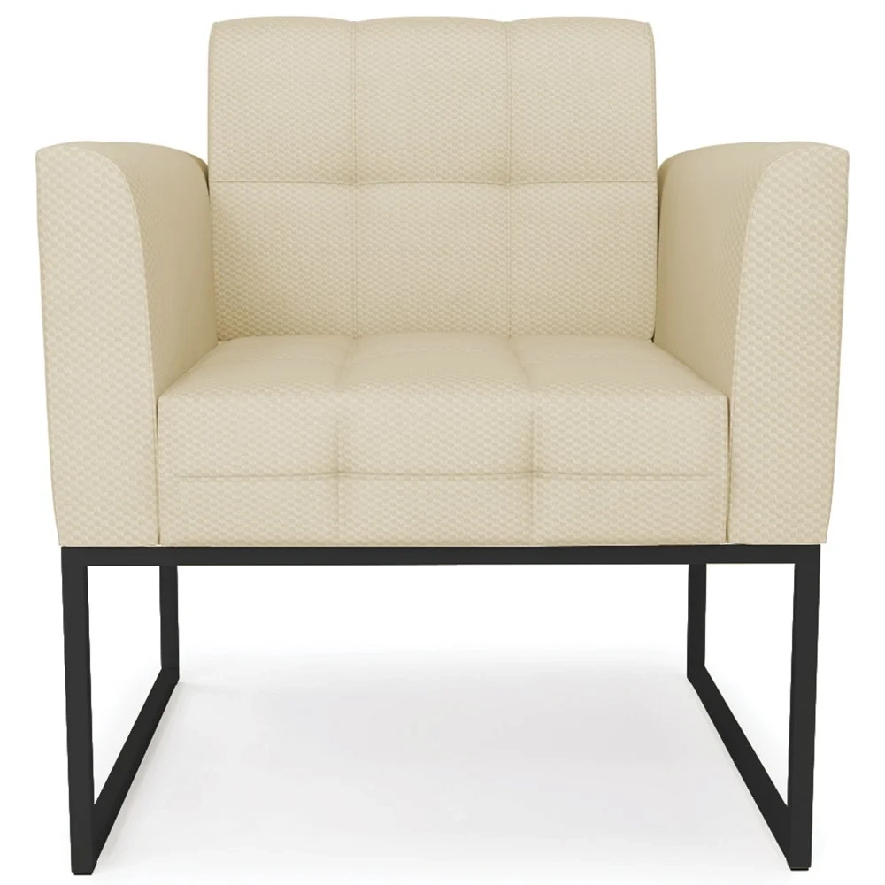 Poltrona Decorativa Base Industrial Preto Ana Veludo Luxo Off White - Ibiza