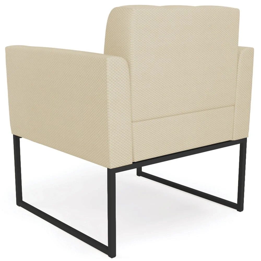 Poltrona Decorativa Base Industrial Preto Ana Veludo Luxo Off White - Ibiza