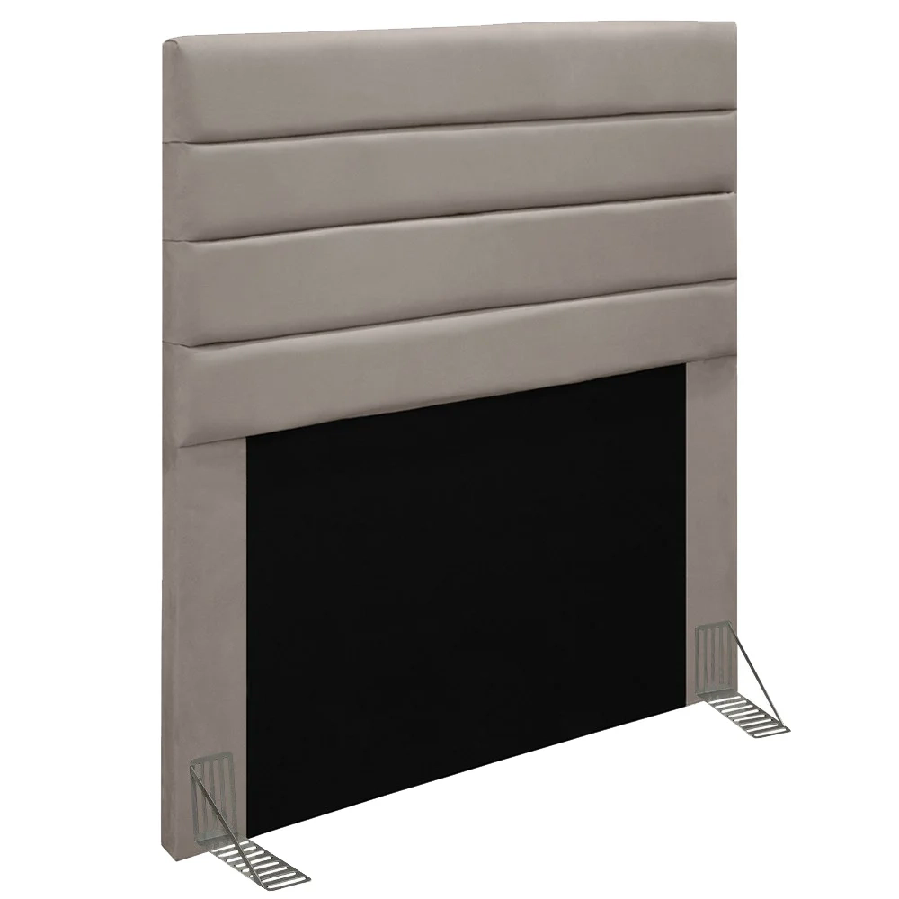 Cabeceira Cama Box Solteiro 90cm Rubi W01 Suede Bege - Mpozenato