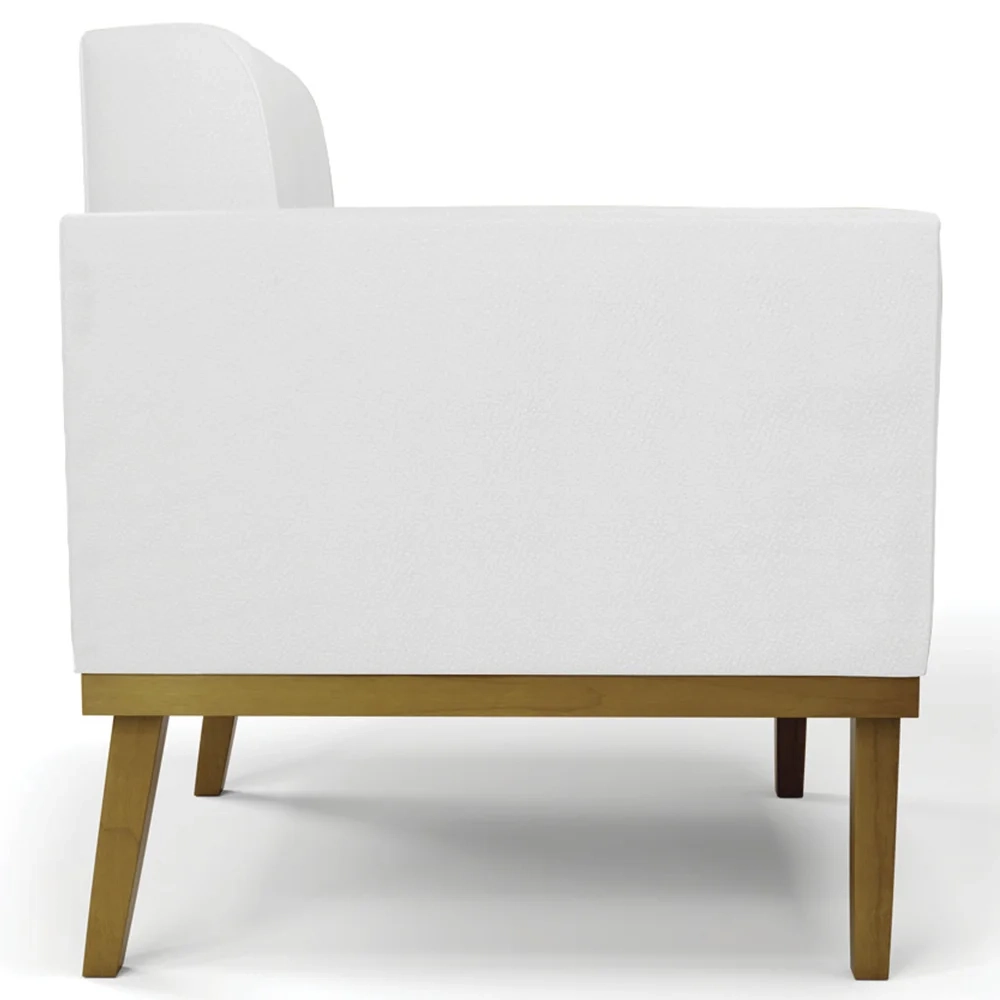 Poltrona Base Madeira Castanho Kit 2 Ana Sintético Branco - Ibiza