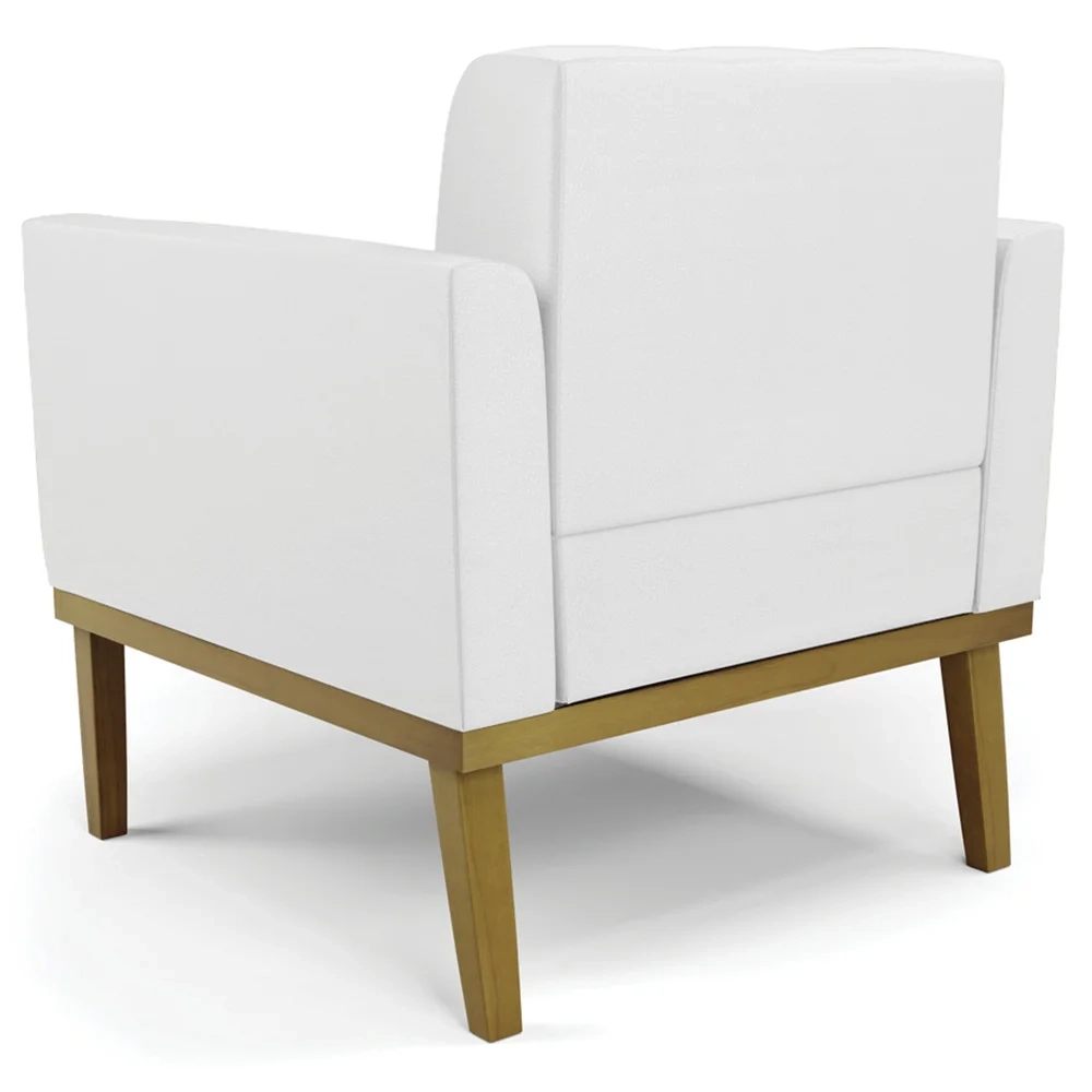 Poltrona Base Madeira Castanho Kit 2 Ana Sintético Branco - Ibiza