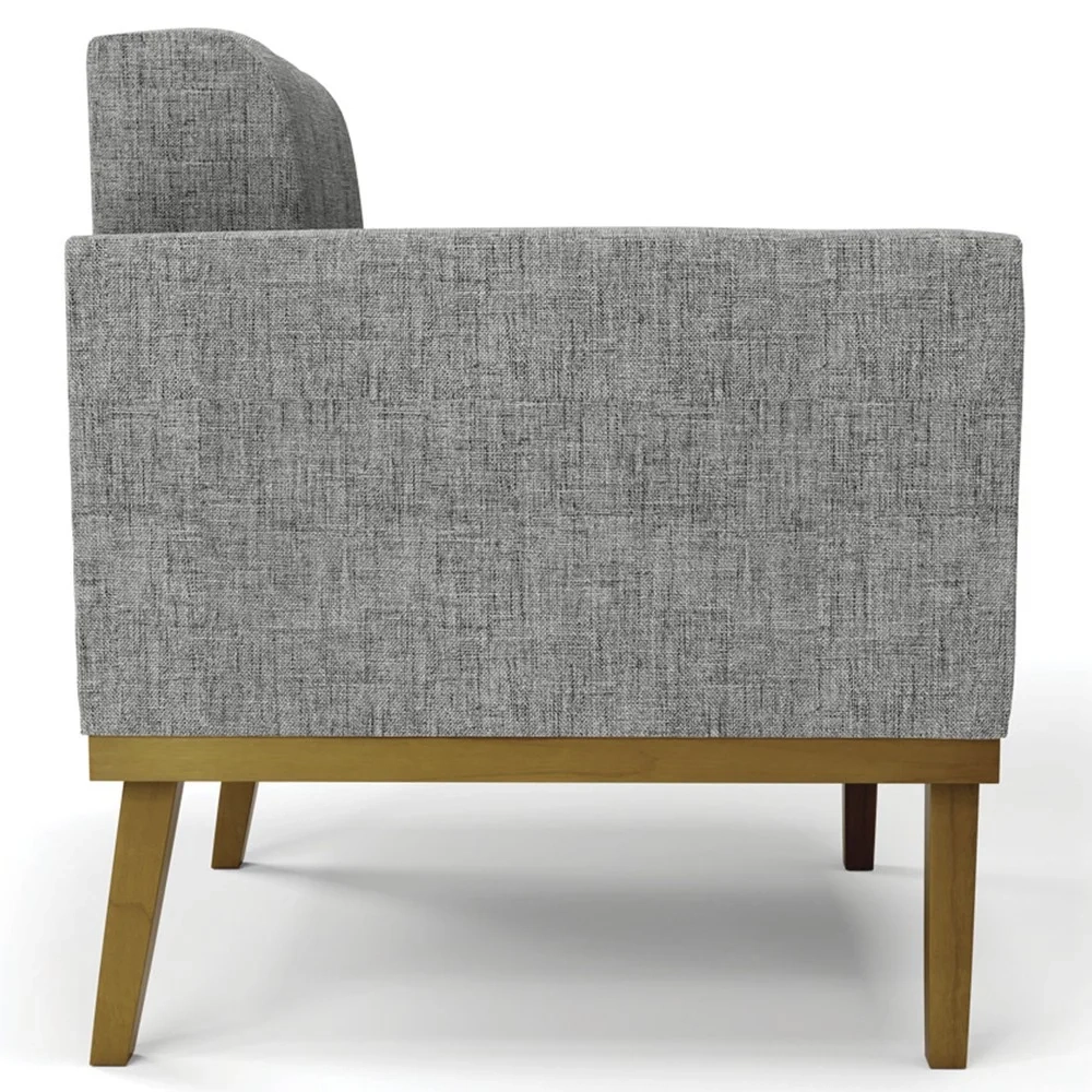 Poltrona Base Madeira Castanho Kit 2 Ana Linho Grafite - Ibiza