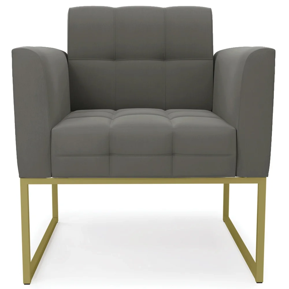 Poltrona Base Industrial Dourado Kit 2 Ana Suede Grafite - Ibiza