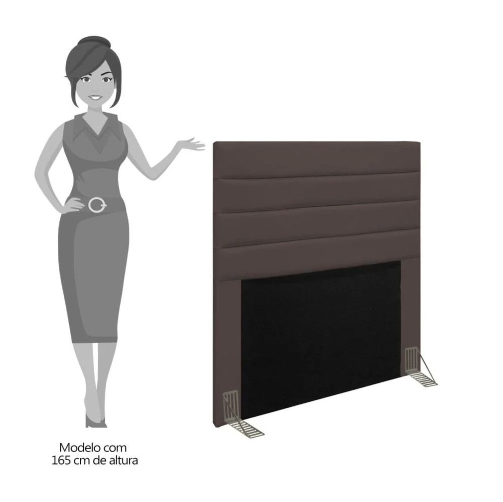 Cabeceira Cama Box Solteiro 90cm Rubi W01 Suede Marrom - Mpozenato
