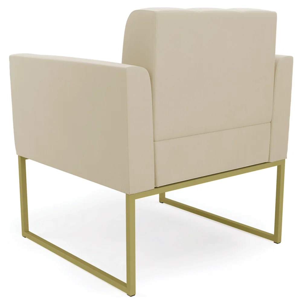 Poltrona Base Industrial Dourado Kit 2 Ana Suede Bege - Ibiza