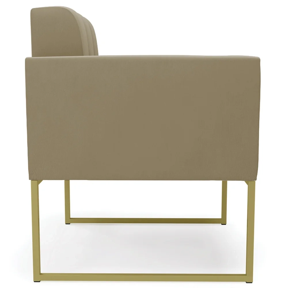 Poltrona Base Industrial Dourado Kit 2 Ana Suede Marrom RT - Ibiza