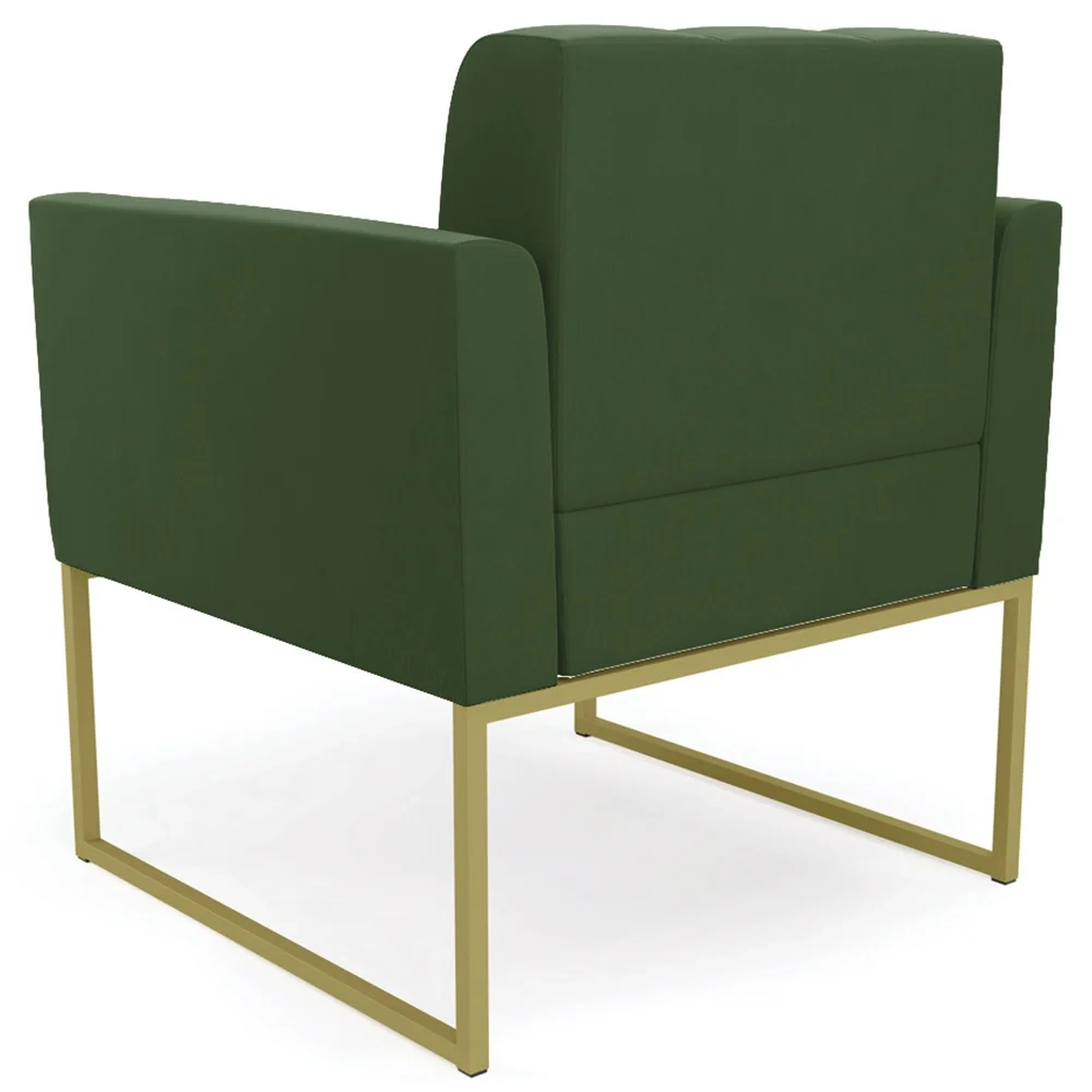 Poltrona Base Industrial Dourado Kit 2 Ana Suede Verde - Ibiza