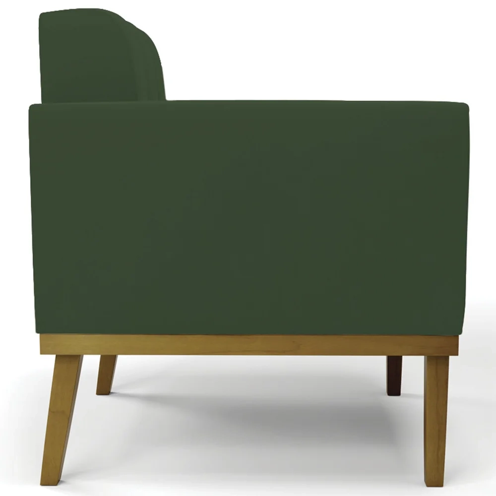 Poltrona Base Madeira Castanho Kit 2 Ana Veludo Verde - Ibiza