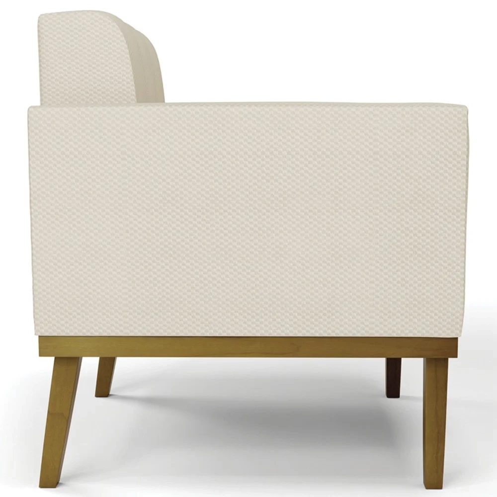 Poltrona Base Madeira Castanho Kit 2 Ana Veludo Luxo Off White - Ibiza