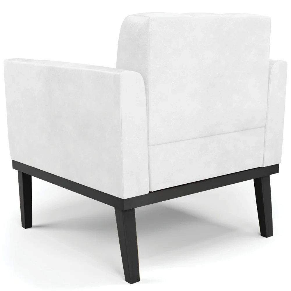 Poltrona Decorativa Base Madeira Preto Ana Sintético PU Branco - Ibiza