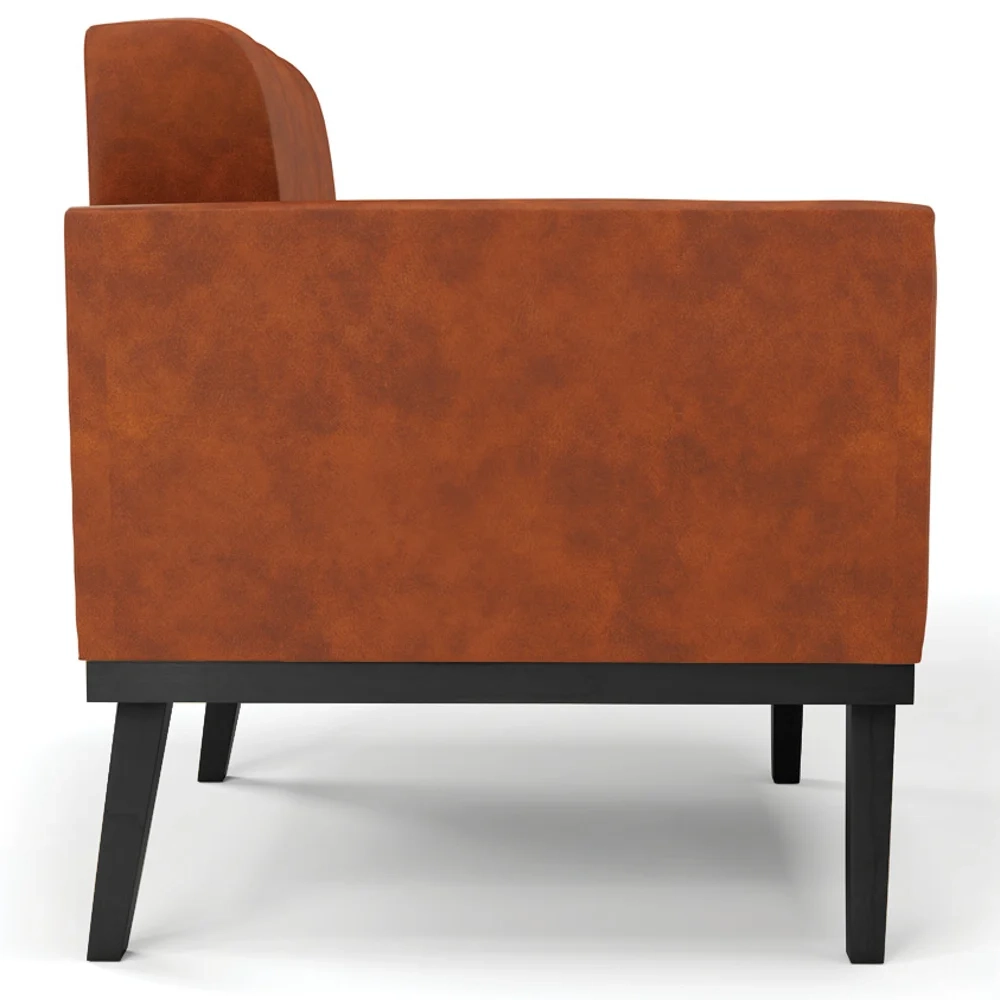 Poltrona Decorativa Base Madeira Preto Ana Sintético PU Nozes - Ibiza