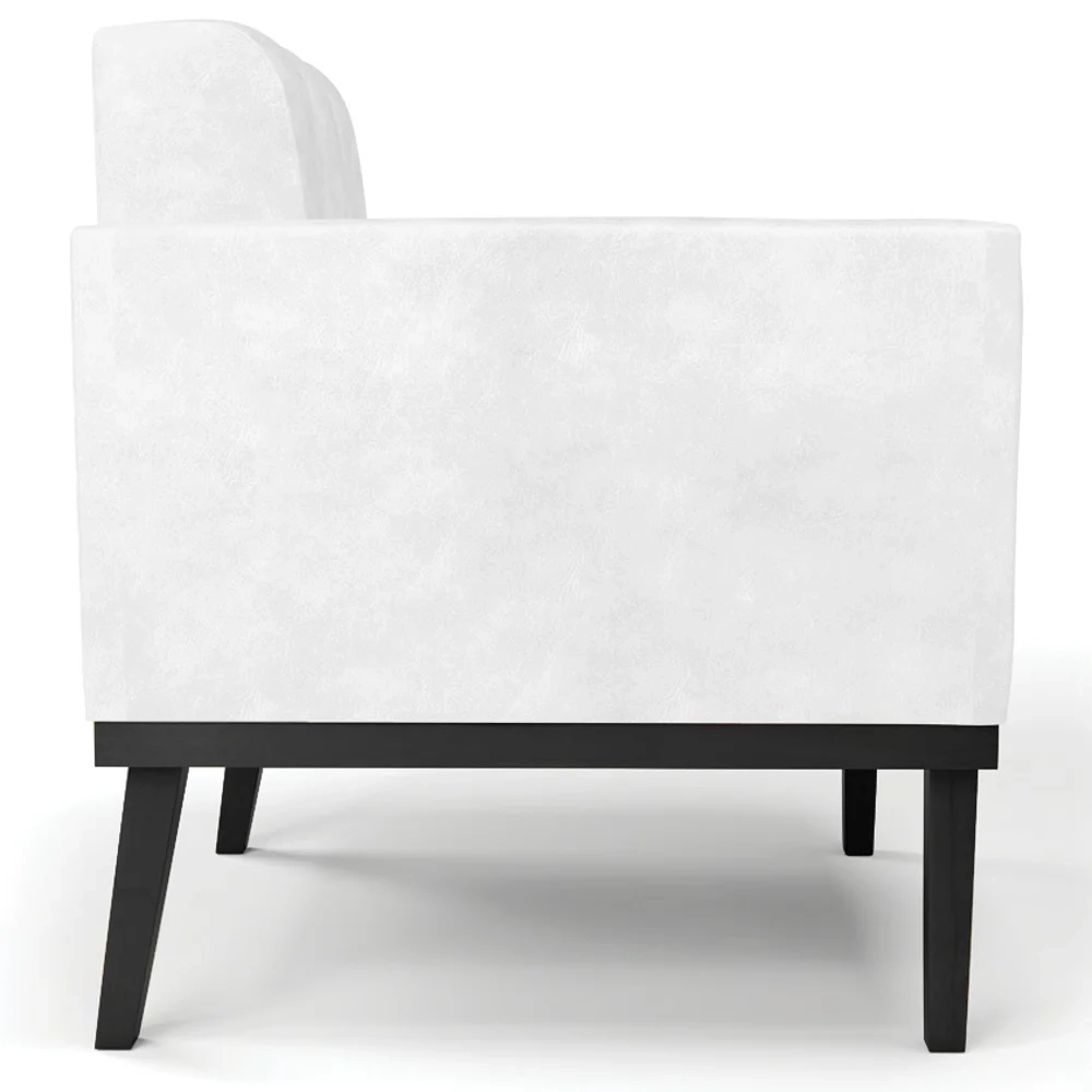 Poltrona Base Madeira Preto Kit 2 Ana Sintético PU Branco - Ibiza