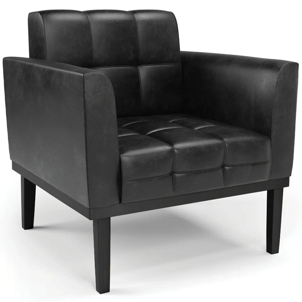 Poltrona Base Madeira Preto Kit 2 Ana Sintético PU Preto - Ibiza