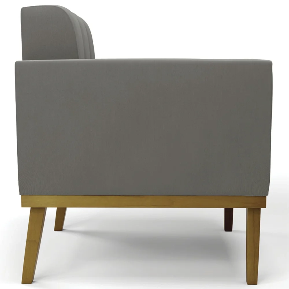 Poltrona Decorativa Base Madeira Castanho Ana Suede Grafite - Ibiza