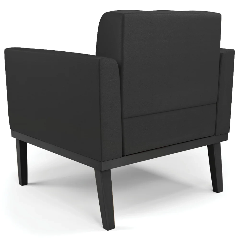 Poltrona Decorativa Base Madeira Preto Ana Sintético Preto - Ibiza