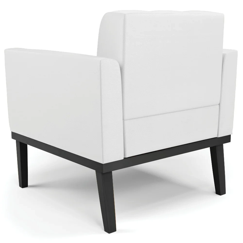 Poltrona Decorativa Base Madeira Preto Ana Sintético Branco - Ibiza