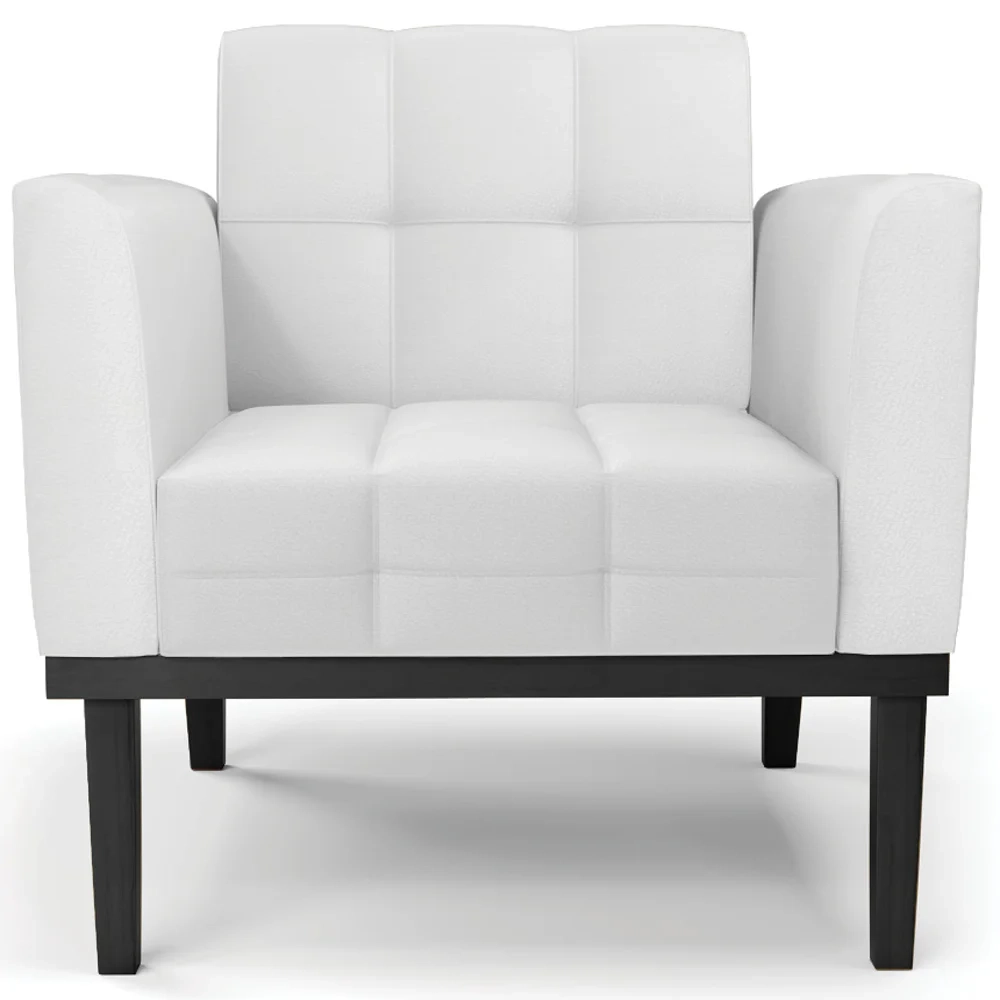 Poltrona Decorativa Base Madeira Preto Ana Sintético Branco - Ibiza